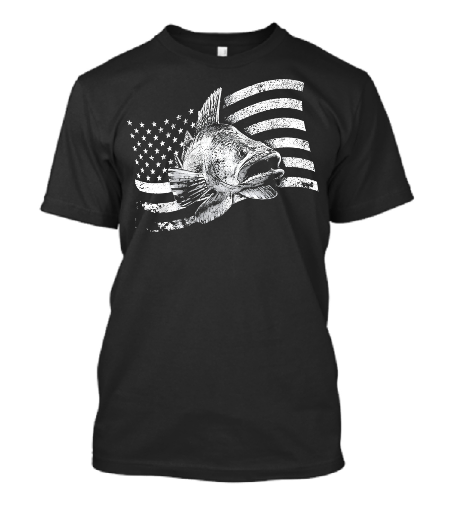 Walleye American Flag Fishing Patriotic USA T-Shirt