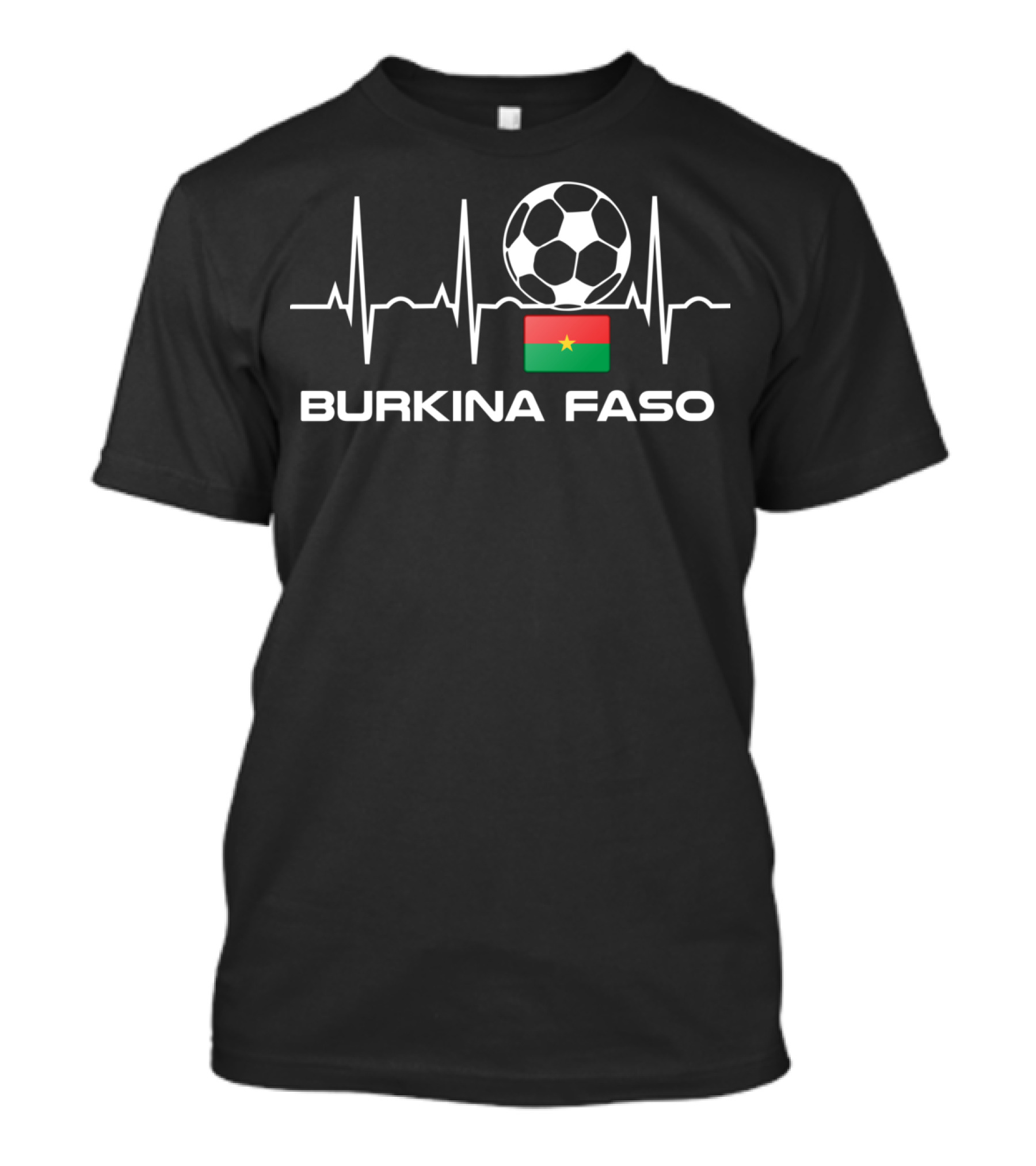 Burkina Faso Football Soccer Heartbeat Flag T-Shirt