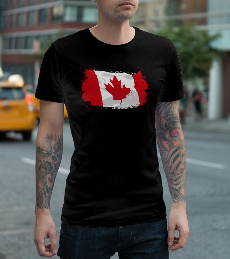 Canada Flag Grunge Style Canadian Banner Ensign T-Shirt
