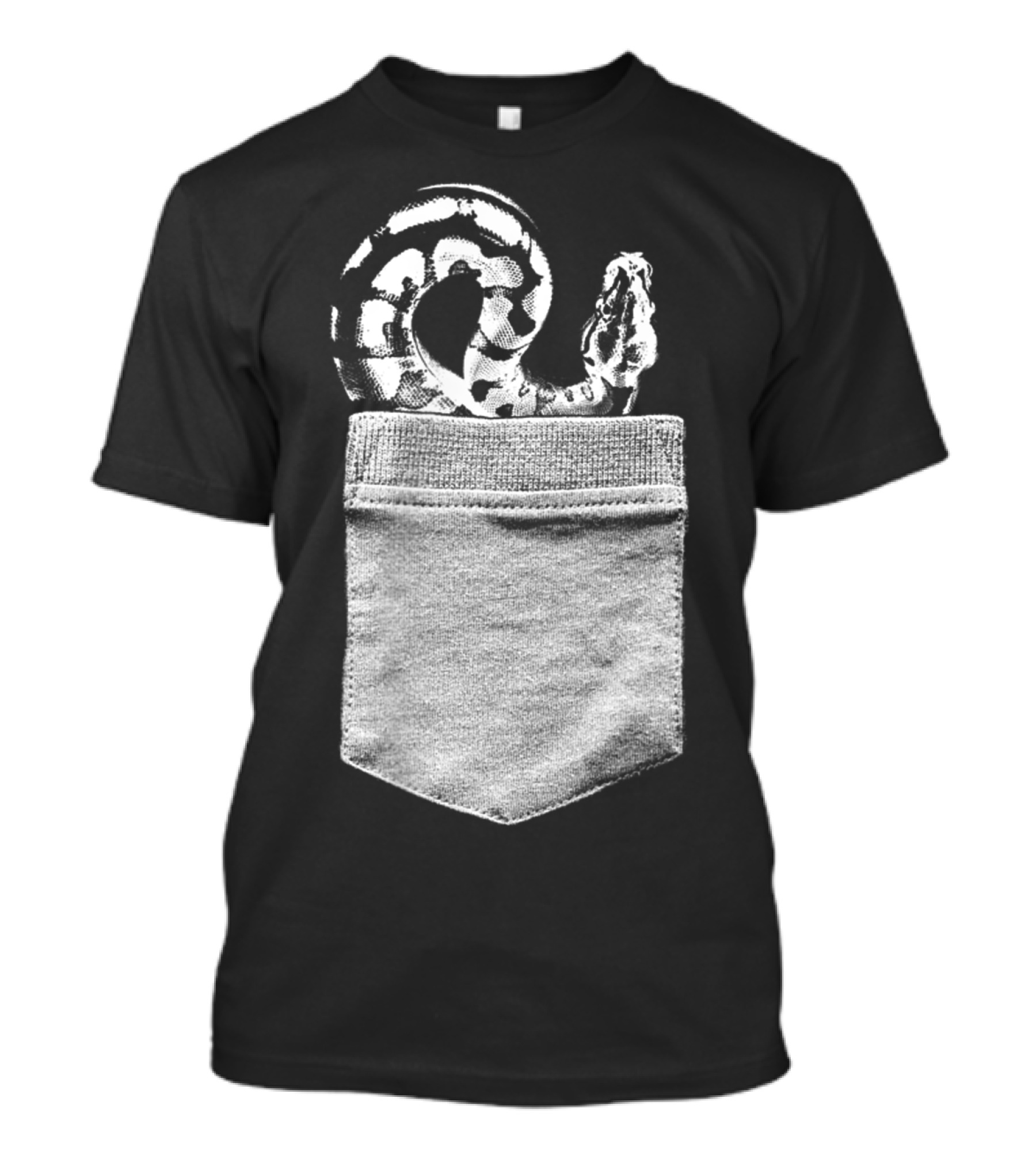 Ball Python Peeking From Classic Vintage Pocket T-Shirt
