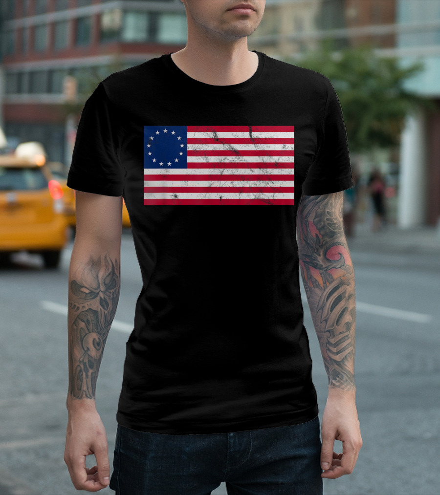 Betsy Ross Flag USA United States Of America Thirteen Colonies T-Shirt