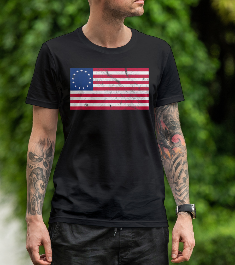 Betsy Ross Flag USA United States Of America Thirteen Colonies T-Shirt