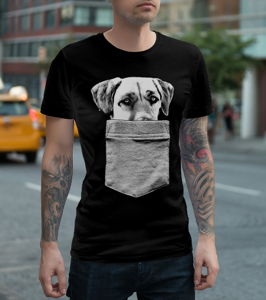 Black Mouth Cur Hidden in Pocket T-Shirt