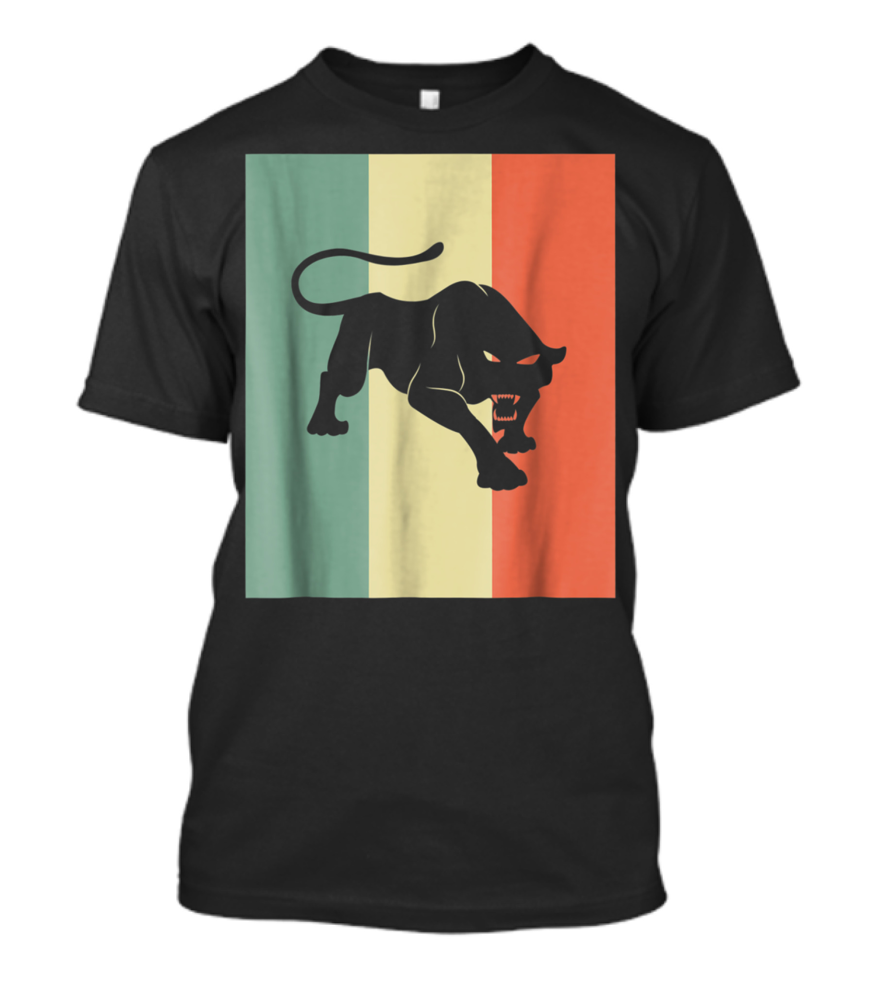 Black Panther Silhouette Tricolor Background T-Shirt
