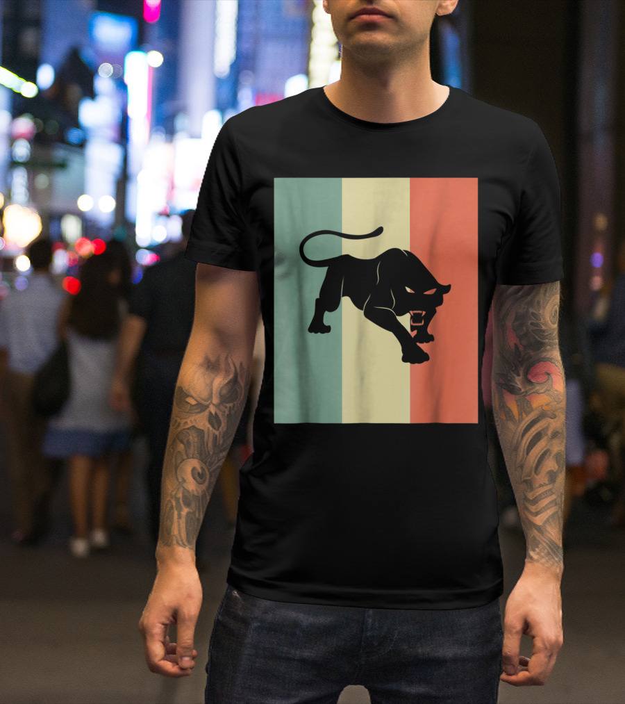 Black Panther Silhouette Tricolor Background T-Shirt