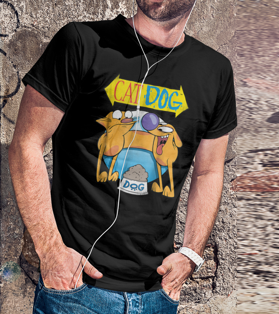CatDog Classic Cat Dog Bowl Logo Nickelodeon Series T-Shirt