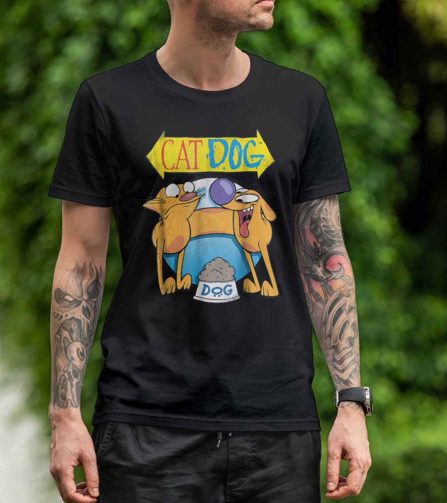 CatDog Classic Cat Dog Bowl Logo Nickelodeon Series T-Shirt