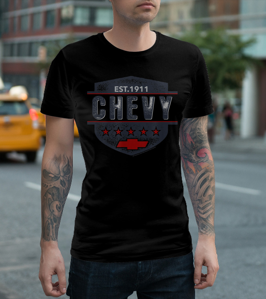 EST. 1911 Chevy Classic Look Style Five Stars Red Bowtie 30679 T-Shirt