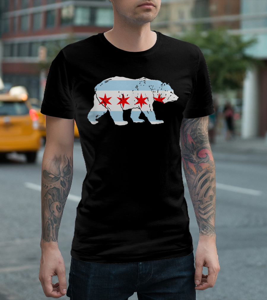 Chicago Flag Bear Vintage Classic City Lover T-Shirt