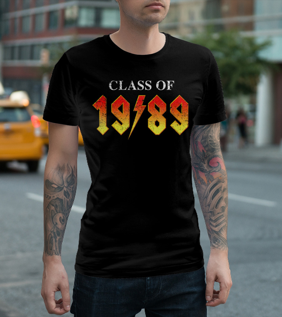 Class Of 1989 Classic Rock Reunion Bold Lightning Font T-Shirt