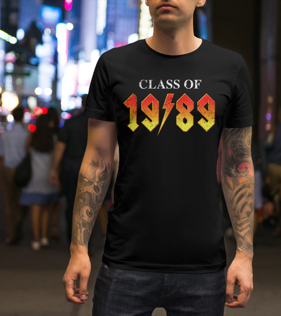 Class Of 1989 Classic Rock Reunion Bold Lightning Font T-Shirt