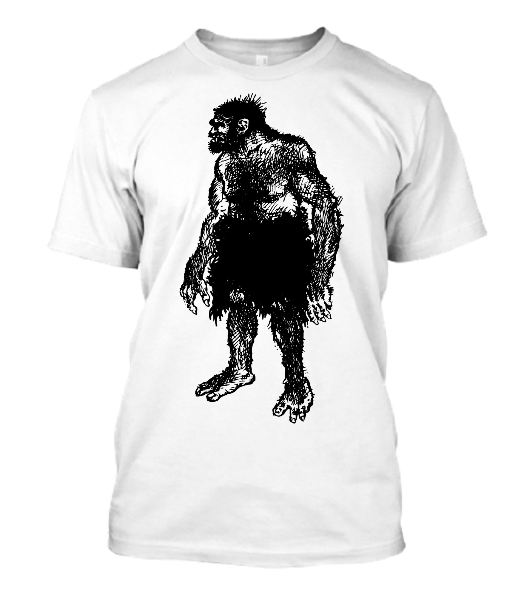 Classic Caveman Neanderthals Silhouette Sketch T-Shirt