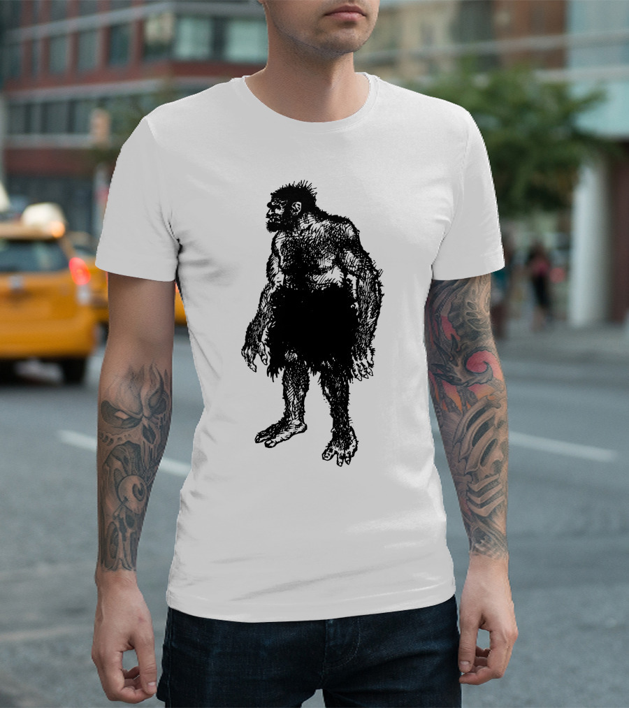 Classic Caveman Neanderthals Silhouette Sketch T-Shirt