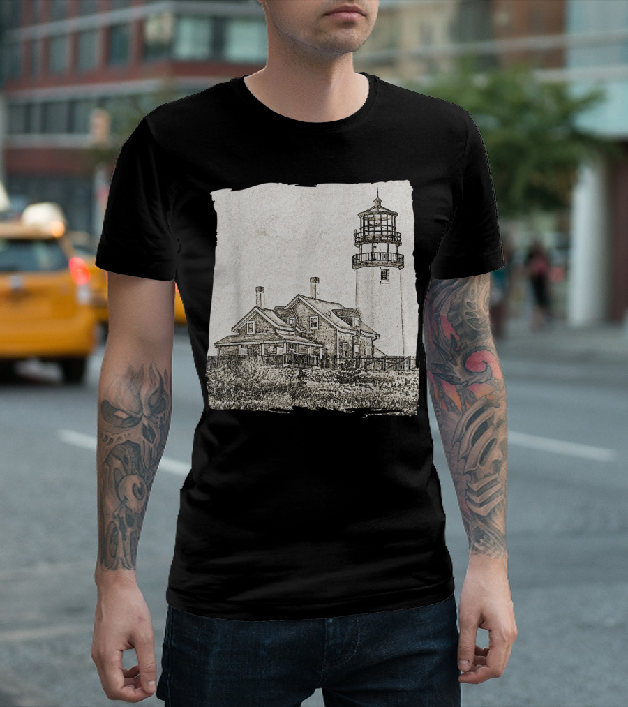 New England Lighthouse Vintage Sketch T-Shirt