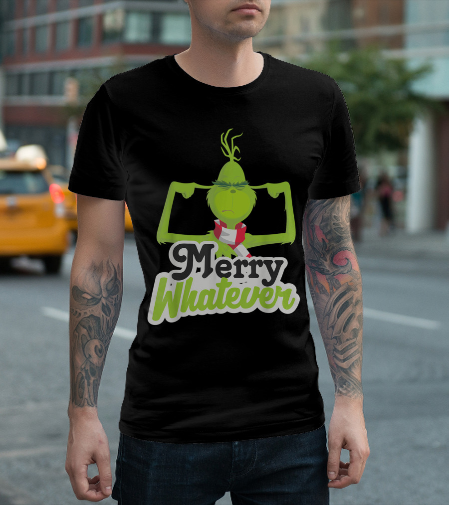 Drseuss The Grinch Merry Whatever Flexing with Scarf T-Shirt