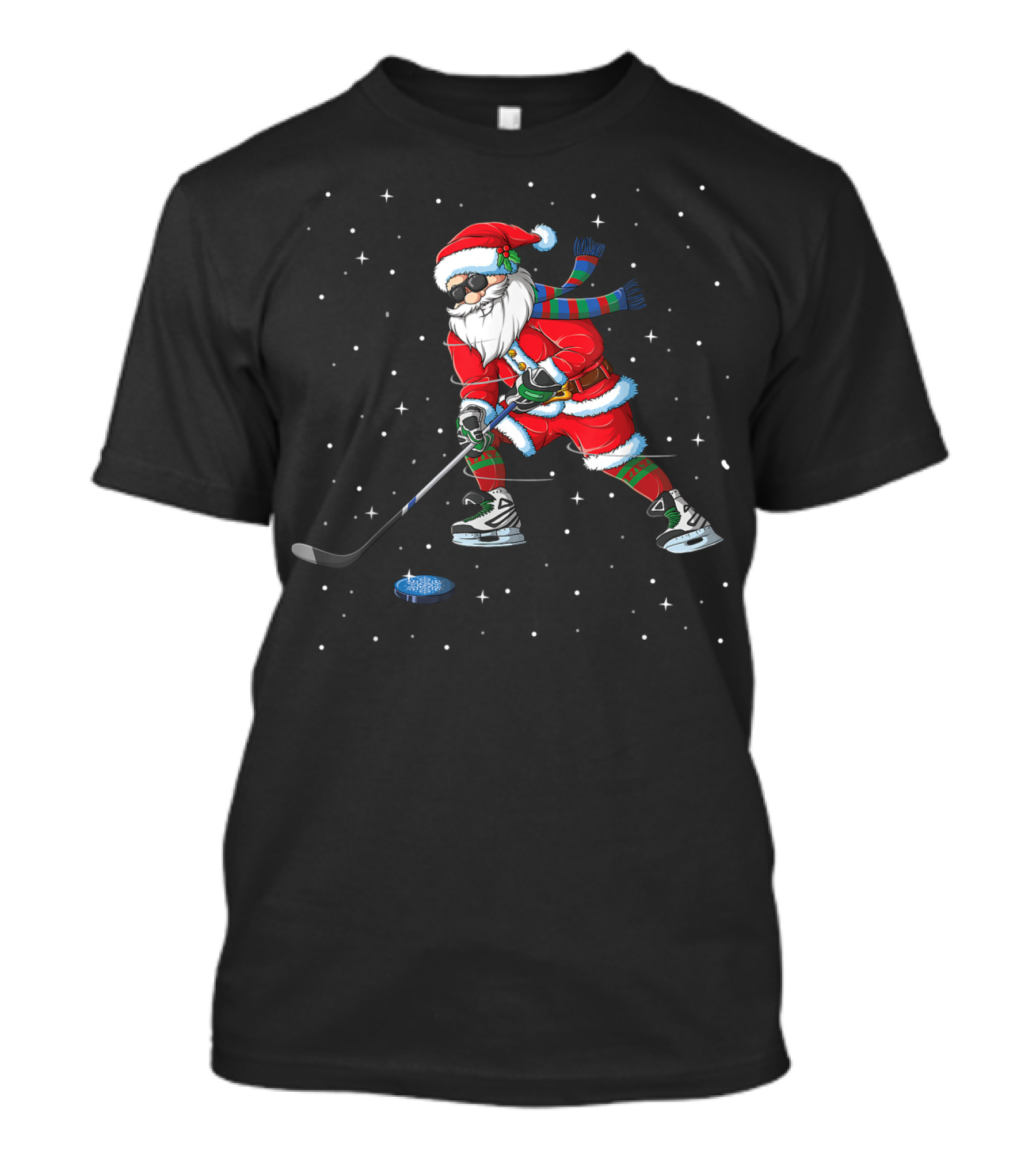 Santa Claus Playing Ice Hockey Christmas Fun T-Shirt