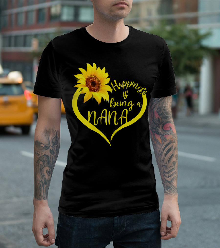 Happiness Is Being a Nana Sunflower Heart T-Shirt