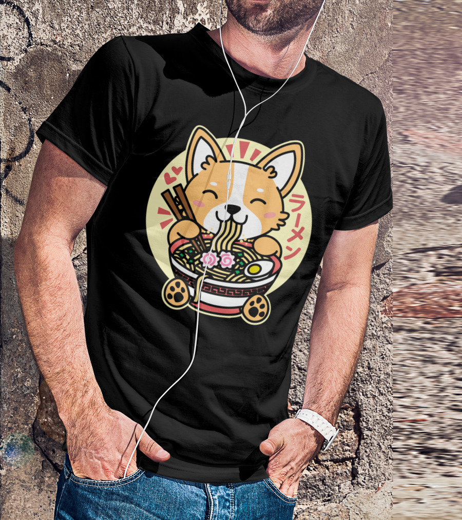 Kawaii Ramen Corgi Cute Anime Dog Japanese T-Shirt