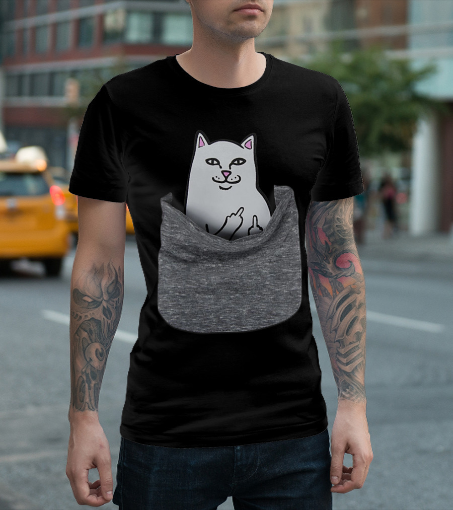 Kitty Cat Funny Cat In Pocket Gesture T-Shirt