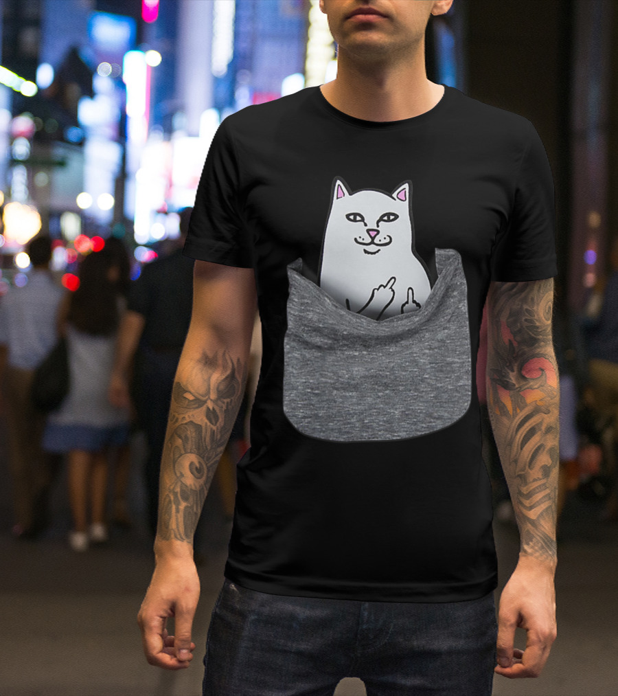 Kitty Cat Funny Cat In Pocket Gesture T-Shirt