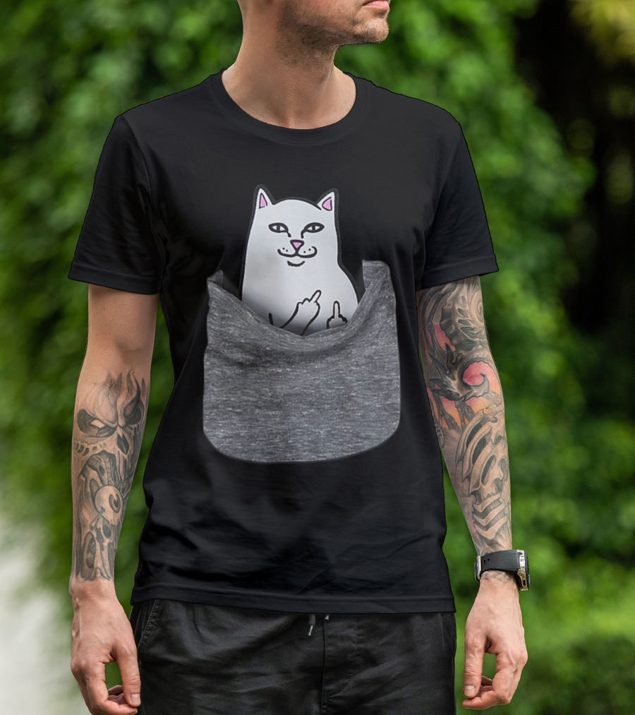 Kitty Cat Funny Cat In Pocket Gesture T-Shirt