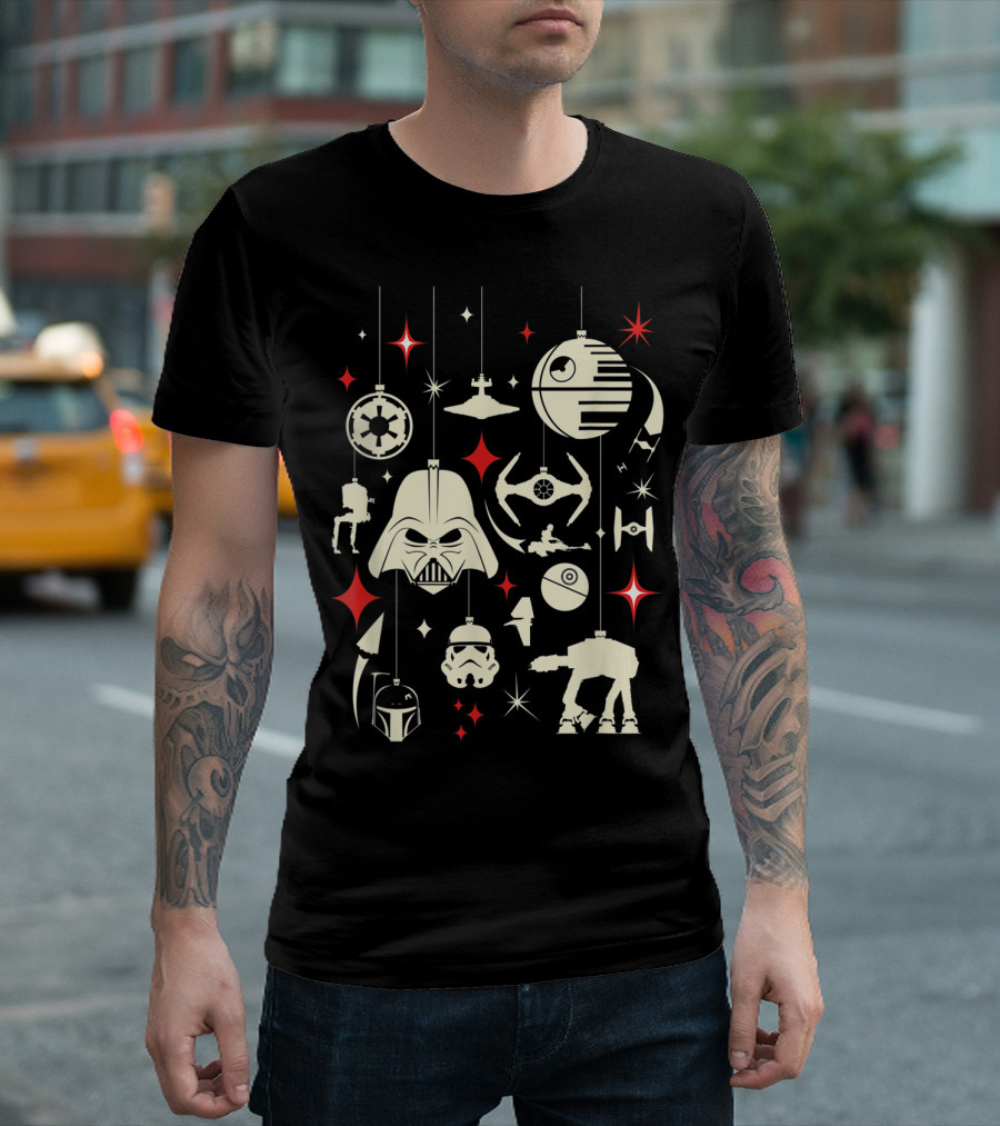 Star Wars Galactic Empire Darth Vader Stormtrooper Death Star AT-AT TIE Fighter Ornaments Holiday T-Shirt