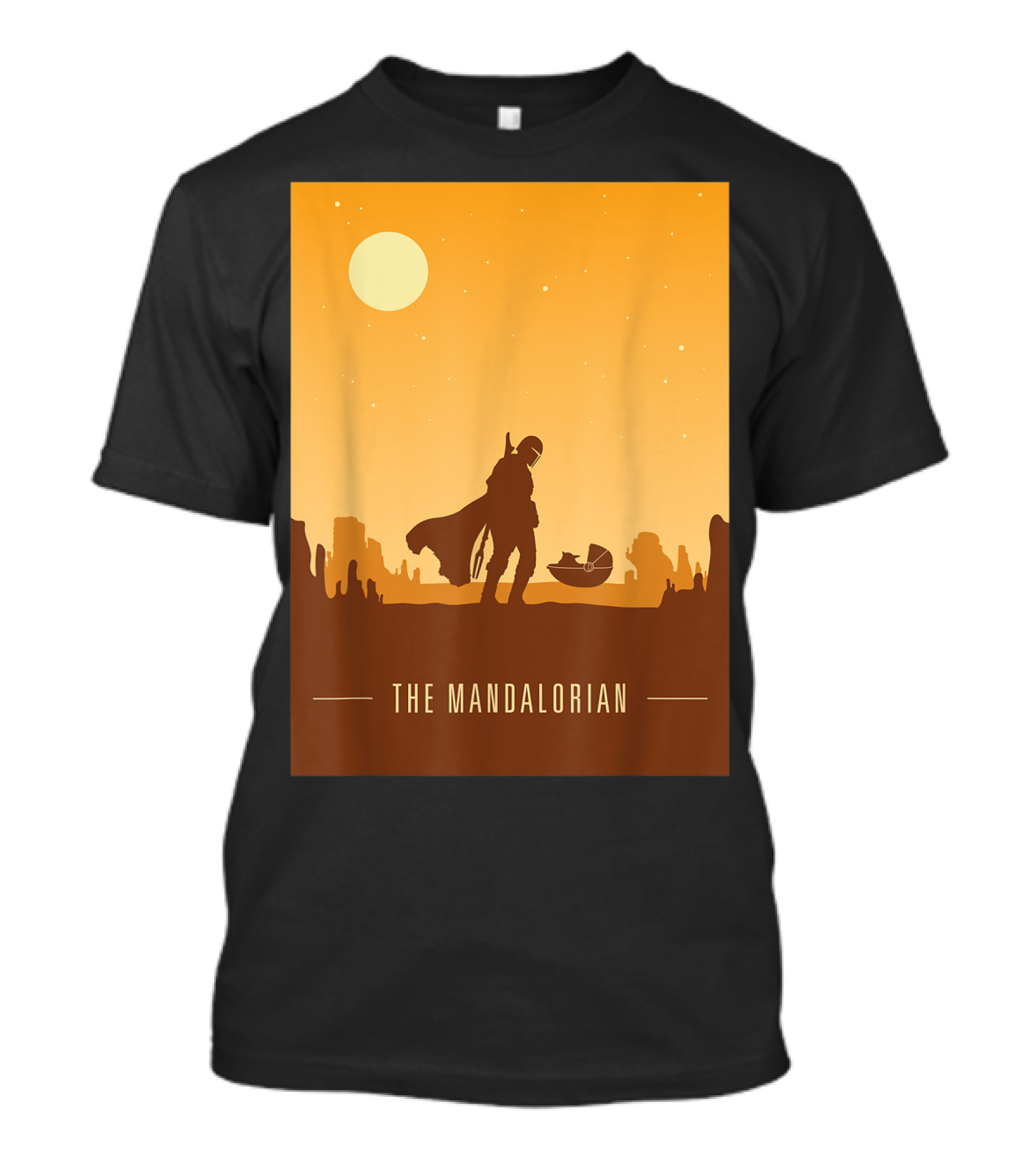 Star Wars The Mandalorian And The Child Silhouette Desert Scene T-Shirt
