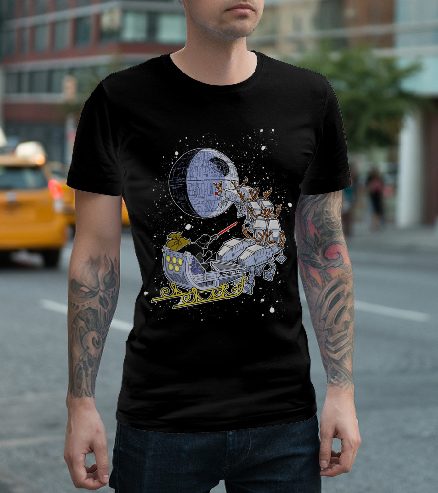 Star Wars Darth Vader Death Star Sleigh With AT-AT Reindeer T-Shirt