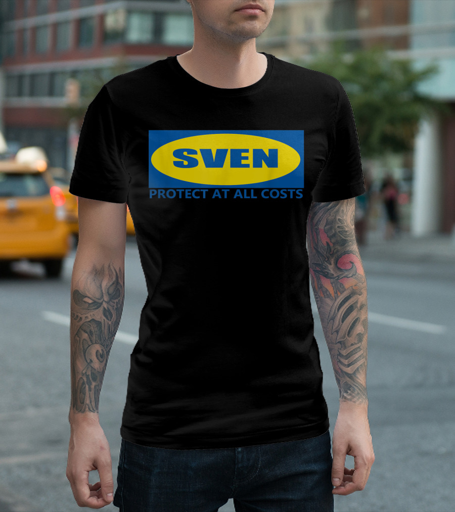 SVEN Protect At All Costs Blue Yellow Oval T-Shirt