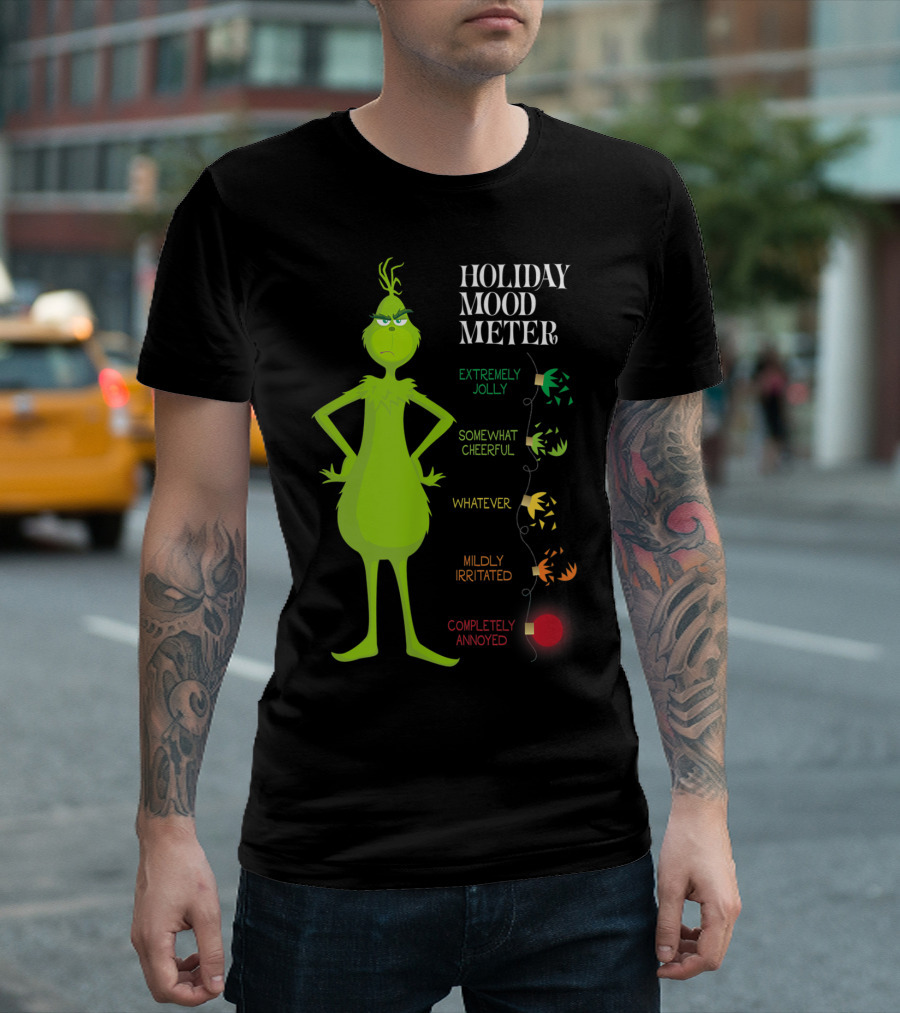 Holiday Mood Meter Grinch Christmas Light Mood Reader T-Shirt