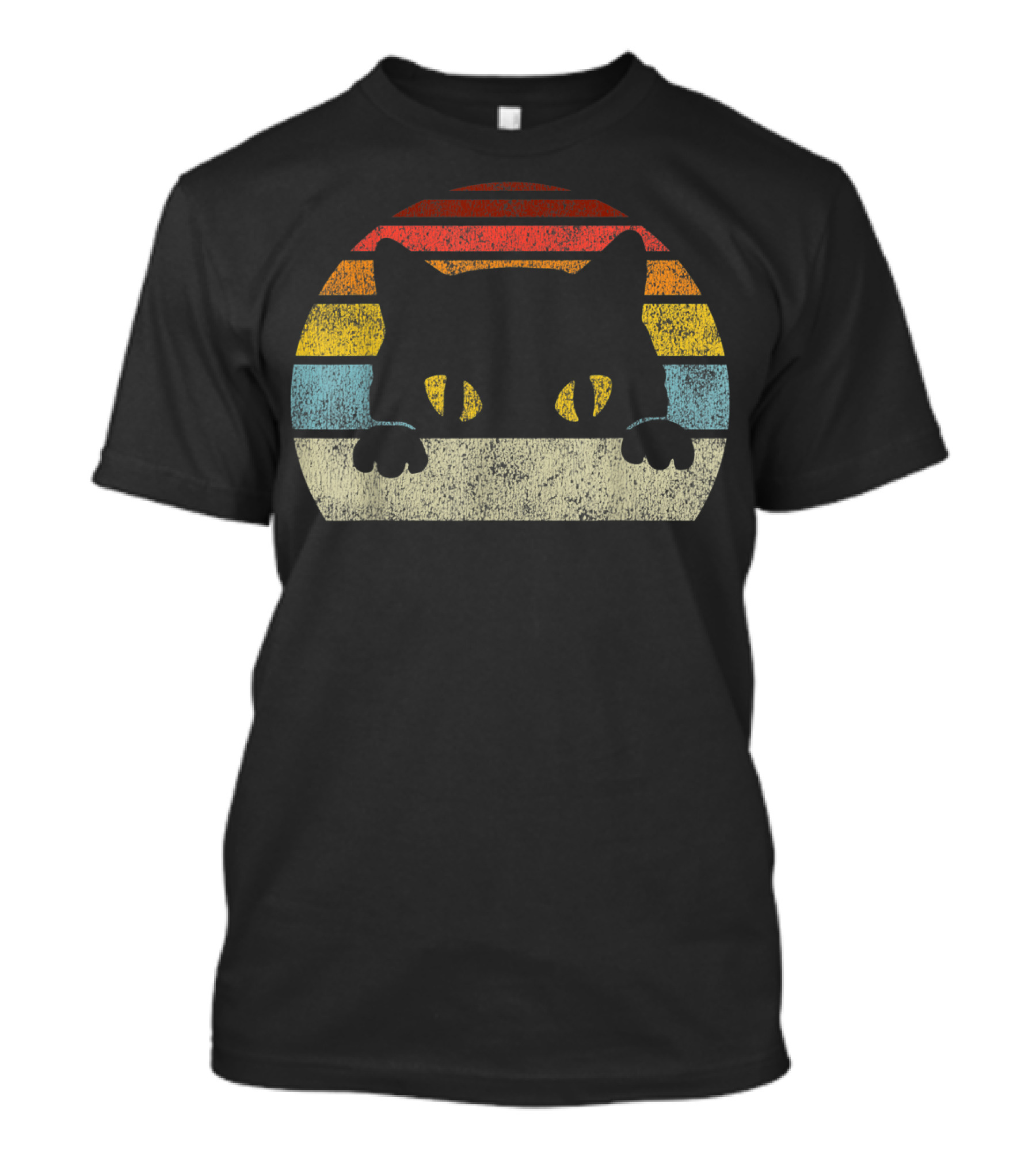Vintage Black Cat Lover Style Retro Sunset Cats T-Shirt