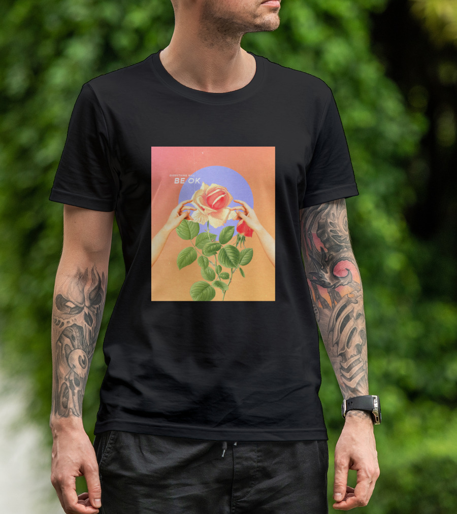 Everything Will Be OK Floral Hands Vintage Botanical T-Shirt