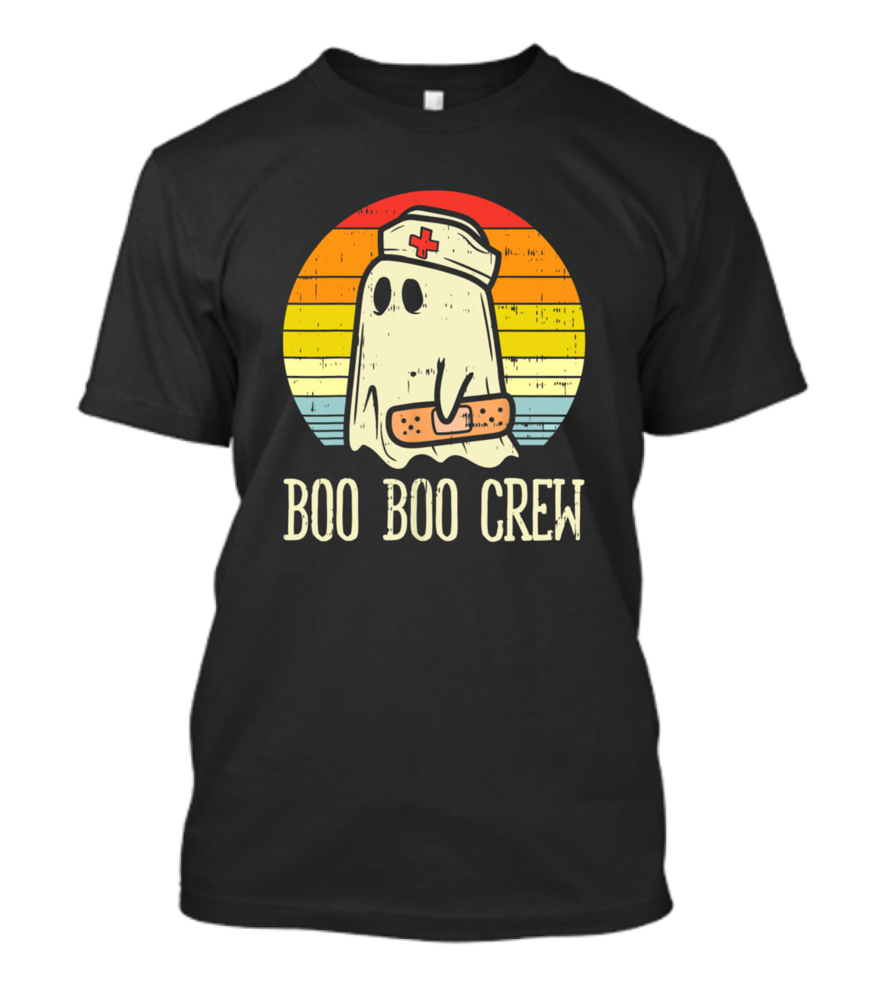 Boo Boo Crew Ghost Nurse With Vintage Bandage Nurse Hat T-Shirt