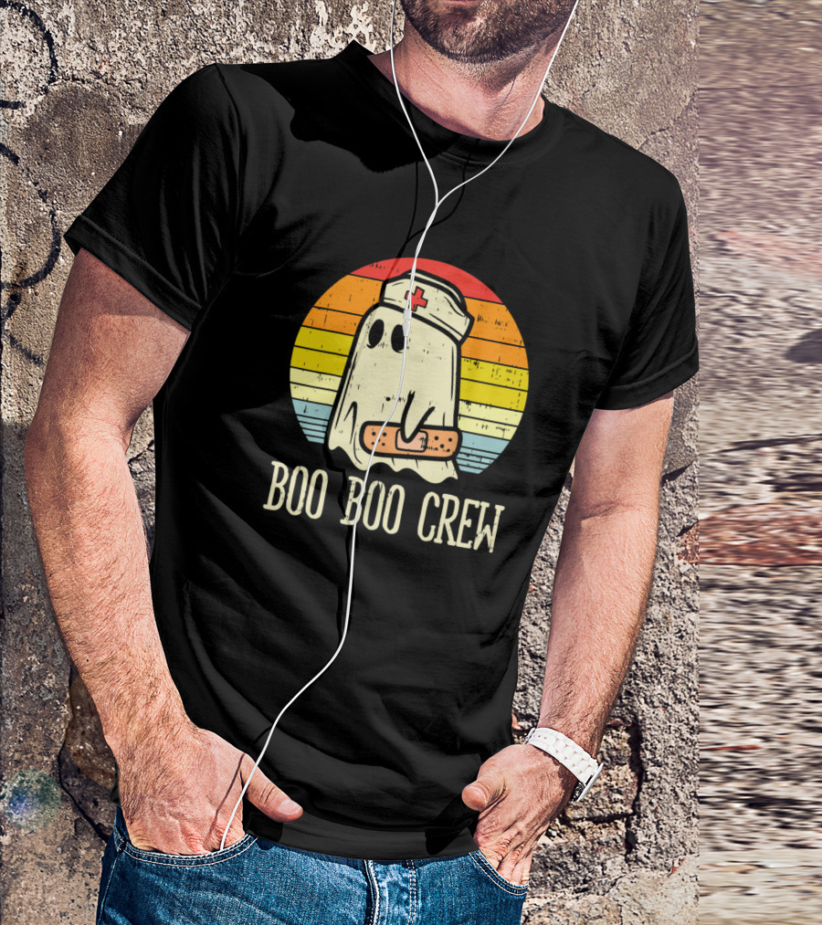 Boo Boo Crew Ghost Nurse With Vintage Bandage Nurse Hat T-Shirt