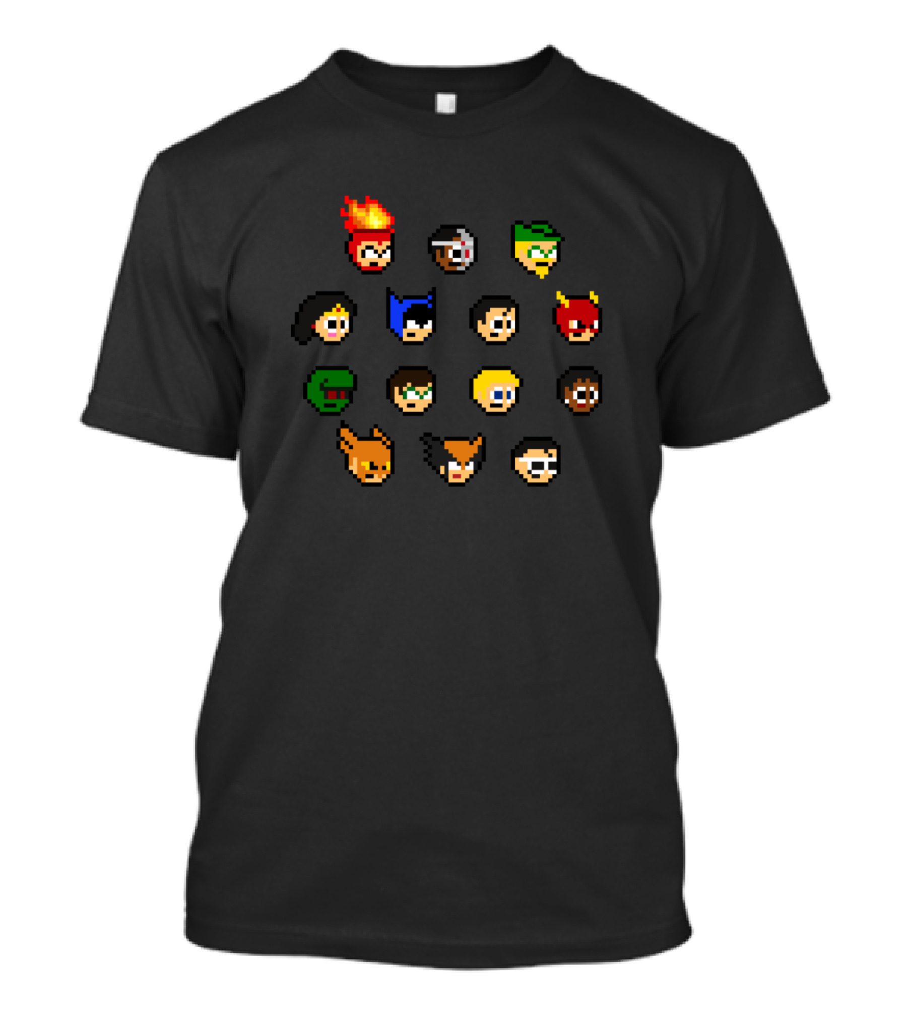 JUSTICE LEAGUE Pixel Heads Iconic Heroes Compilation T-Shirt