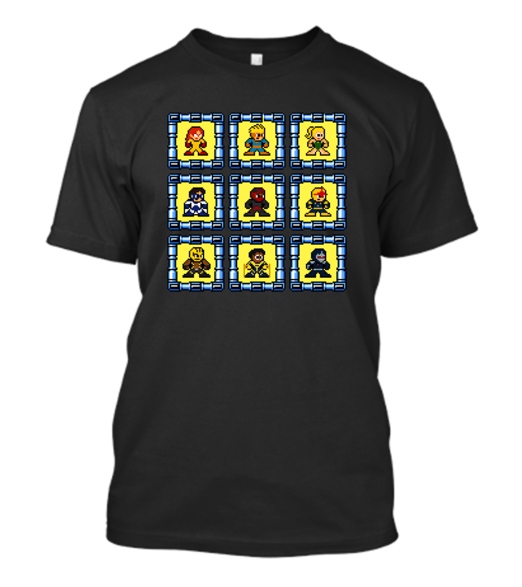 New Warriors 8bit Marvel Pixel Character Grid T-Shirt