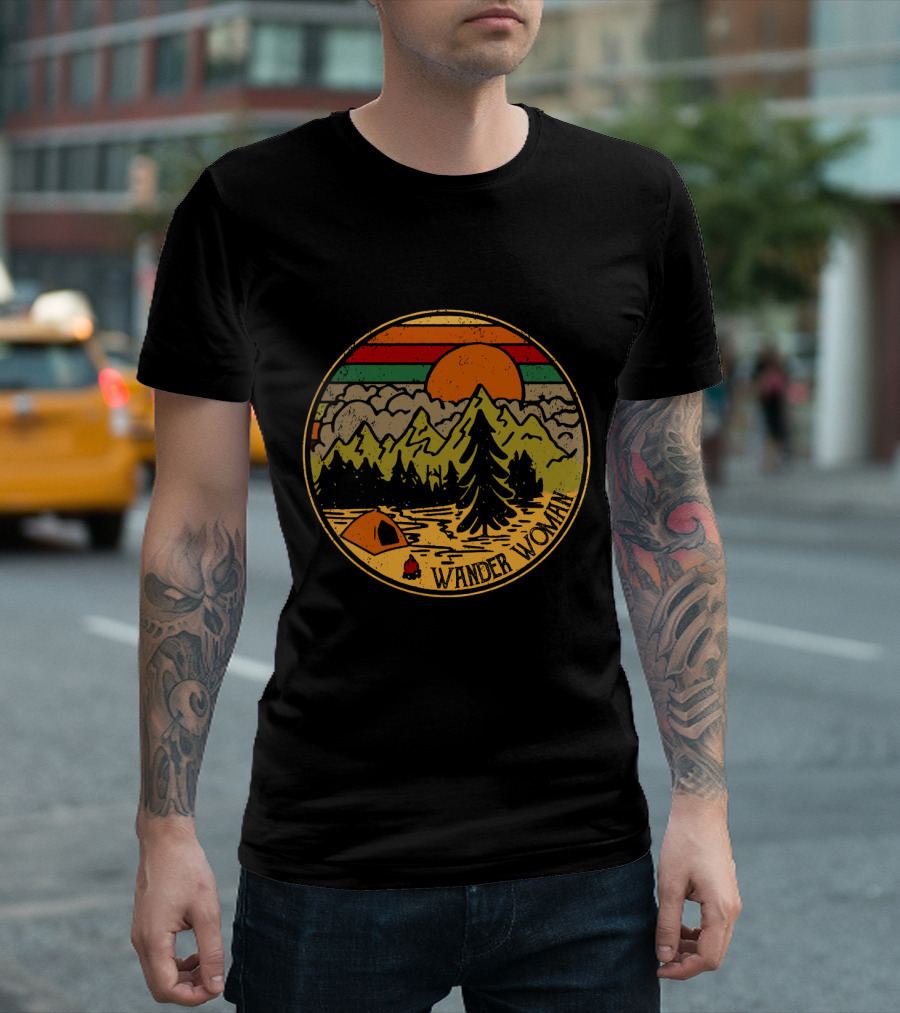 Wander Woman Camping Adventure Sunset Mountains T-Shirt