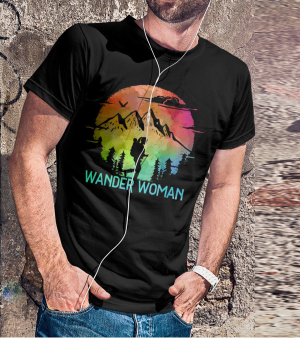 Wander Woman Hiking Adventure Rainbow Mountain Sunset T-Shirt