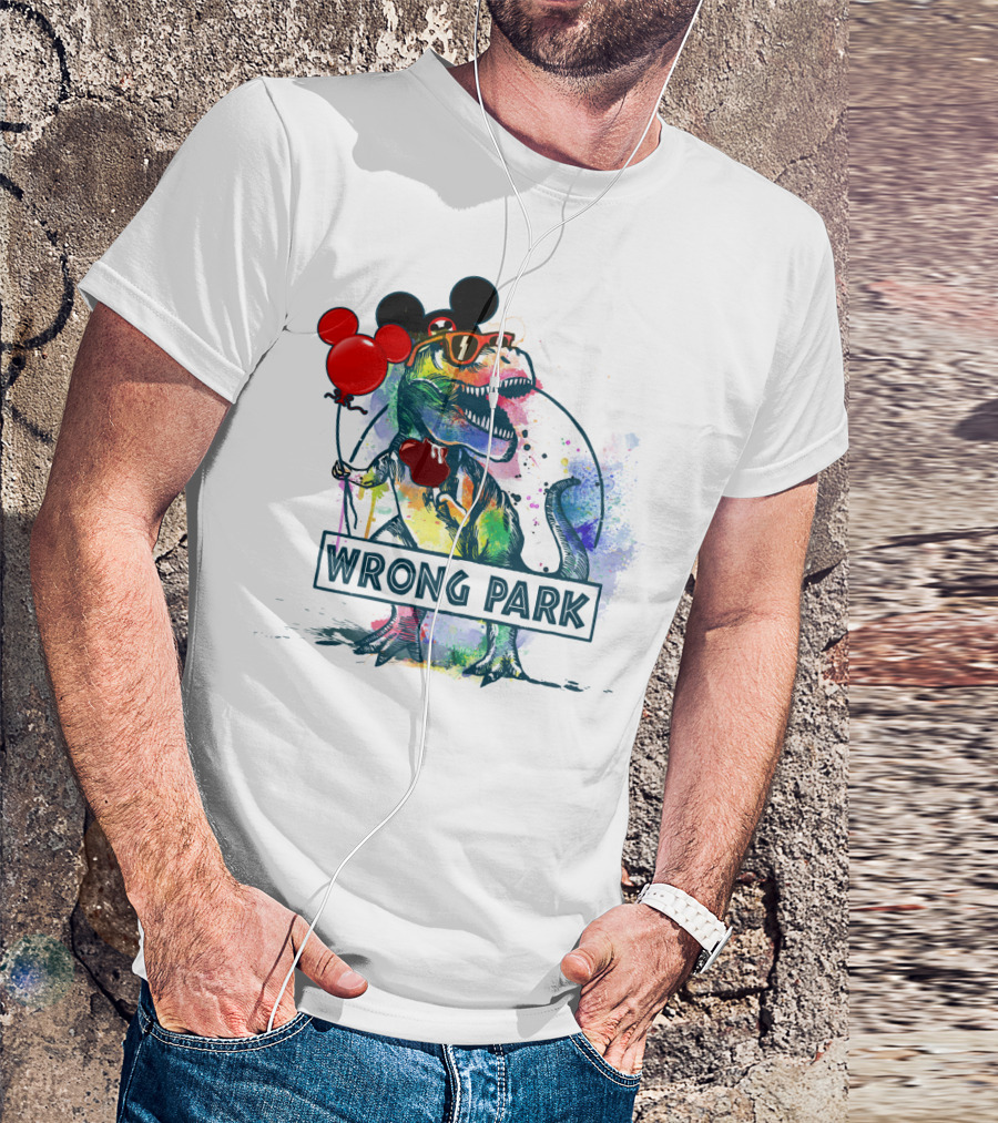 Wrong Park T Rex With Mickey Ears And Balloon T-Shirt
