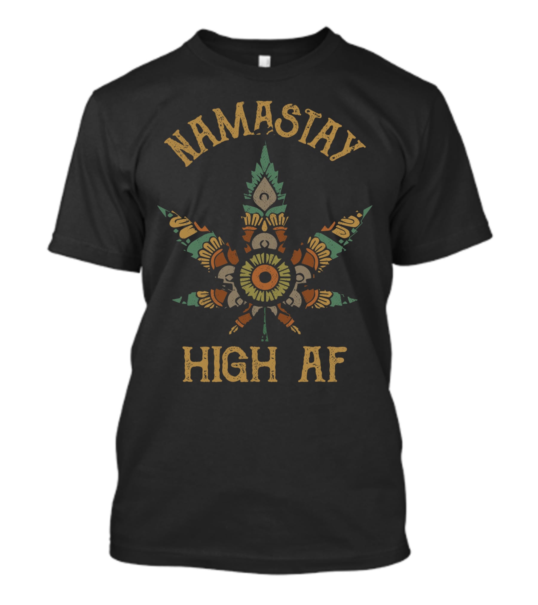 Namastay High AF Cannabis Mandala Leaf T-Shirt