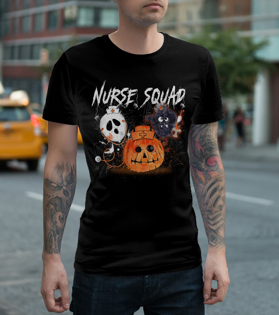 Nurse Squad Halloween Pumpkin Ghost Bat Vampire T-Shirt