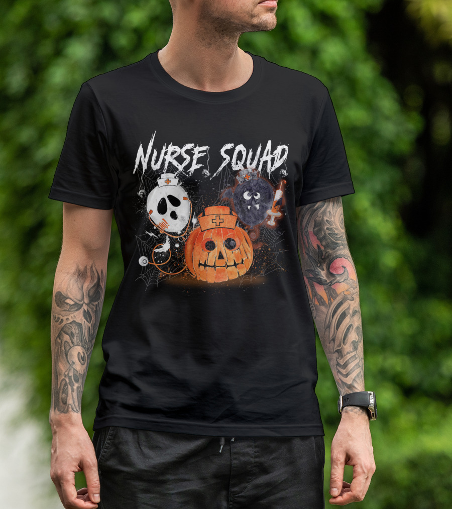 Nurse Squad Halloween Pumpkin Ghost Bat Vampire T-Shirt