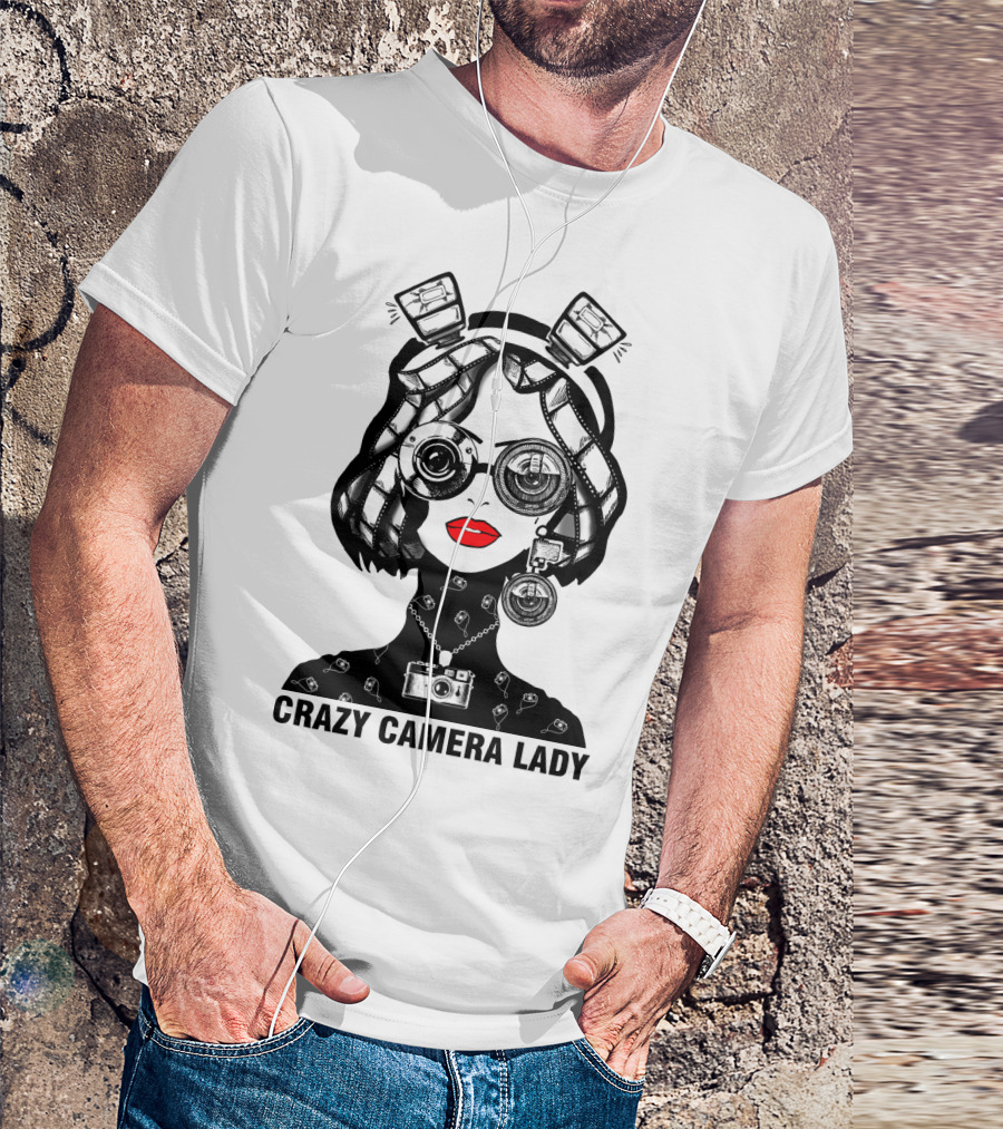 CRAZY CAMERA LADY Photography Enthusiast Quirky T-Shirt