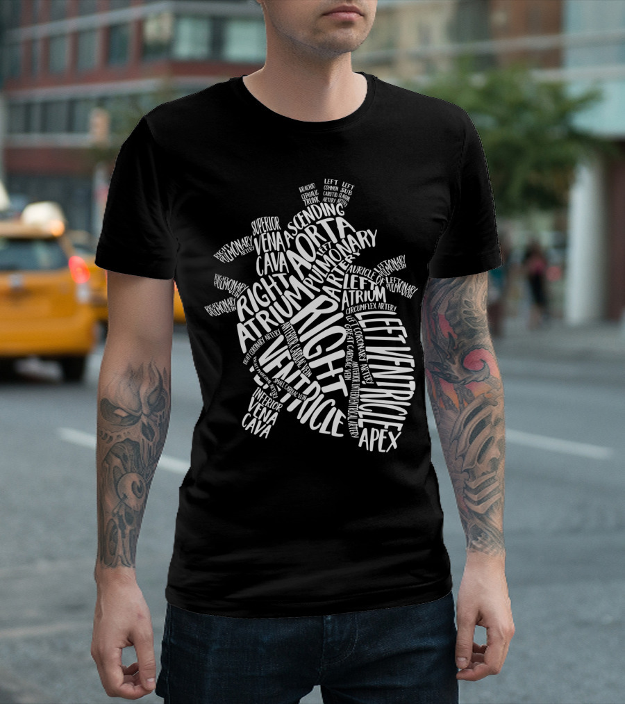 Nurse Heart Right Atrium Aorta Pulmonary Artery Left Ventricle Typography T-Shirt