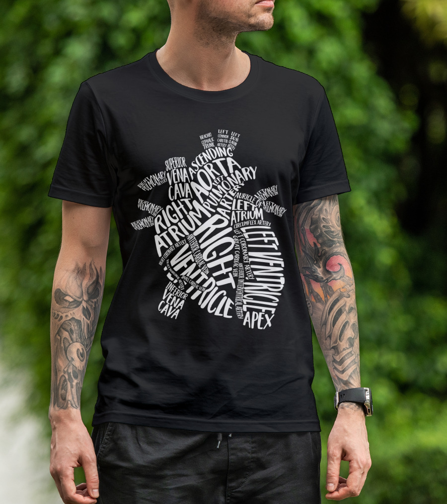 Nurse Heart Right Atrium Aorta Pulmonary Artery Left Ventricle Typography T-Shirt