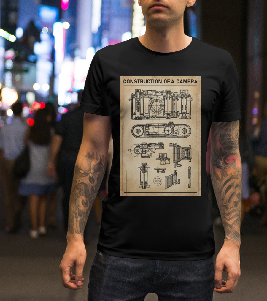 Construction Of A Camera Blueprint Diagram T-Shirt