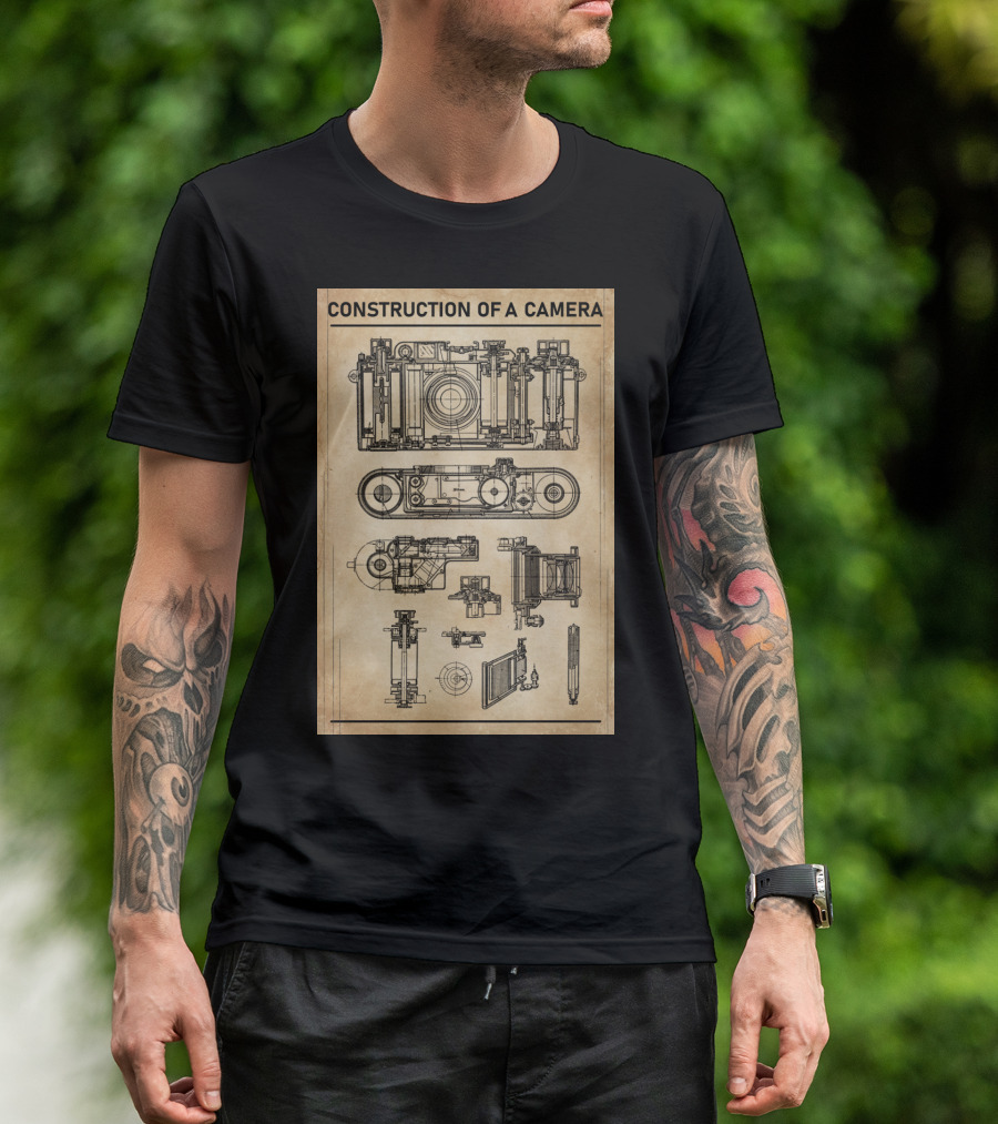 Construction Of A Camera Blueprint Diagram T-Shirt
