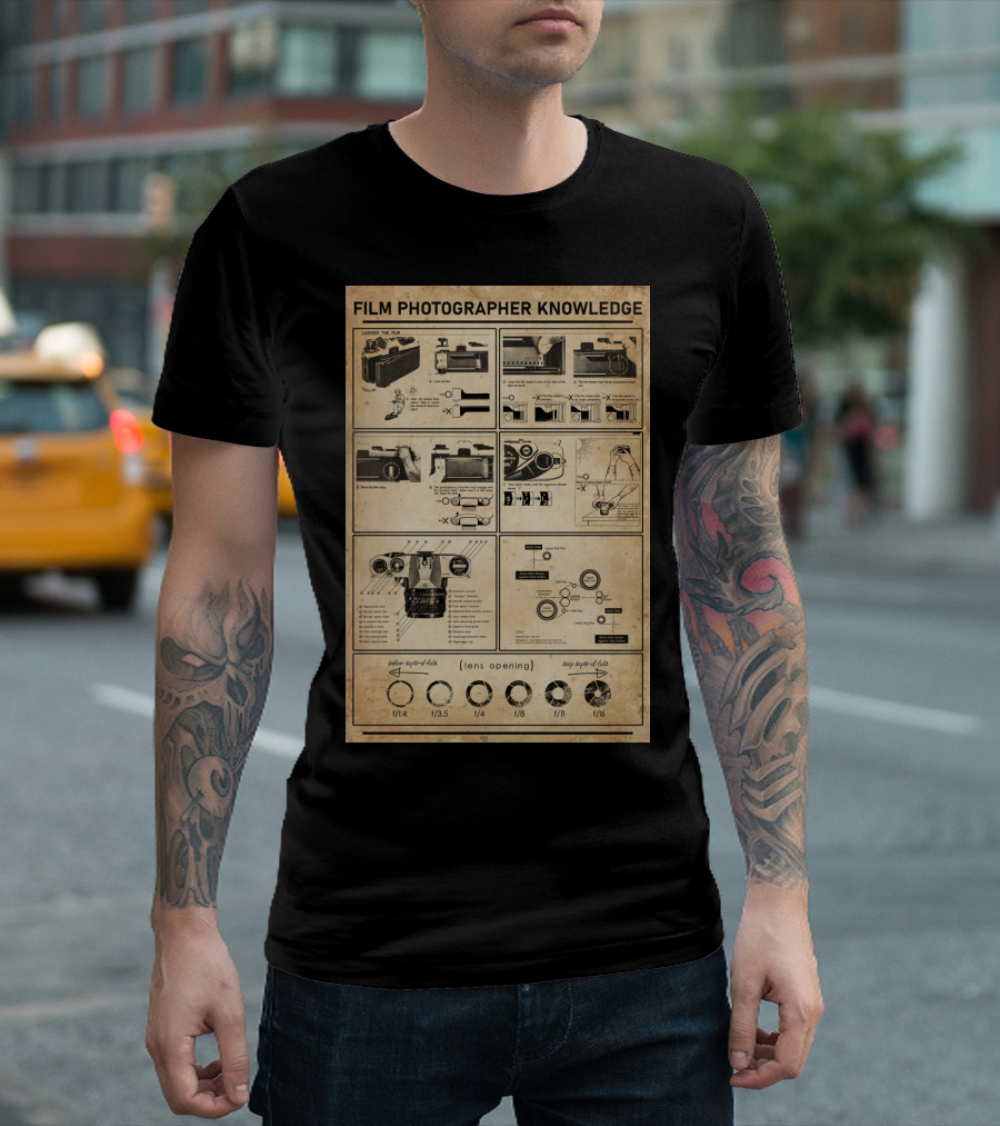 Film Photographer Knowledge Vintage Camera Instructions Lens Aperture Guide T-Shirt