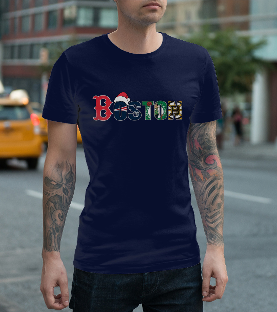 Boston Red Sox Patriots Celtics Bruins Christmas T-Shirt