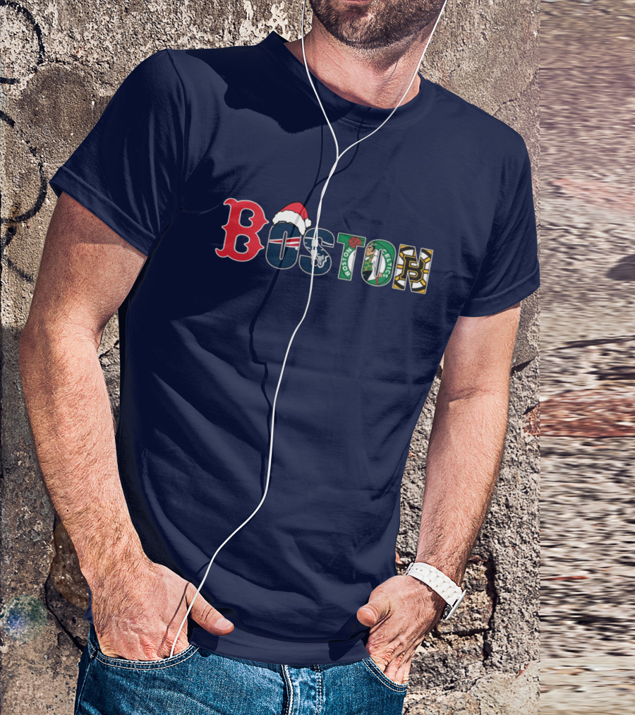 Boston Red Sox Patriots Celtics Bruins Christmas T-Shirt